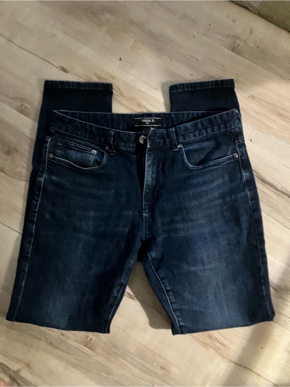 Forever 21 Men’s Slim Straight Dark Blue Jeans